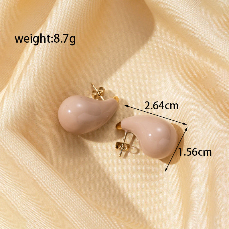 1 Pair French Style Simple Style Classic Style Water Droplets Plating Stainless Steel 18k Gold Plated Ear Studs