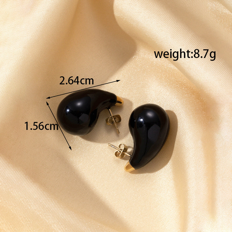 1 Pair French Style Simple Style Classic Style Water Droplets Plating Stainless Steel 18k Gold Plated Ear Studs