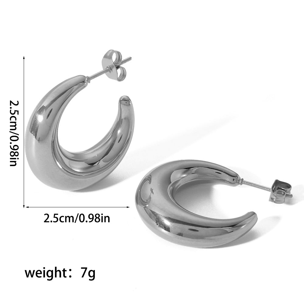 1 Pair Simple Style C Shape Plating Stainless Steel 18k Gold Plated Ear Studs