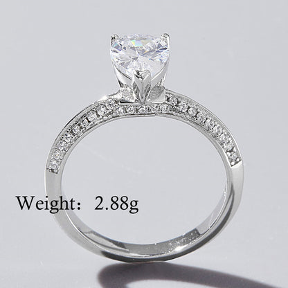 Elegant Glam Square Heart Shape Sterling Silver Plating Inlay Zircon White Gold Plated Rhodium Plated Rings