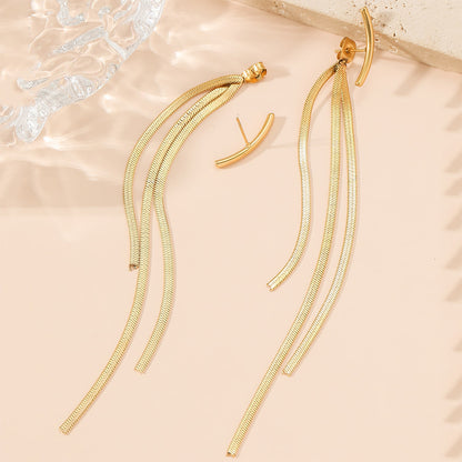 1 Pair Casual Elegant Simple Style Solid Color Plating Stainless Steel 18k Gold Plated Drop Earrings