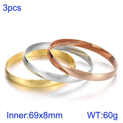 Simple Style Classic Style Solid Color Titanium Steel Plating Gold Plated Bangle