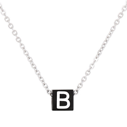 Wholesale Simple Style Classic Style Letter Titanium Steel Enamel Pendant Necklace