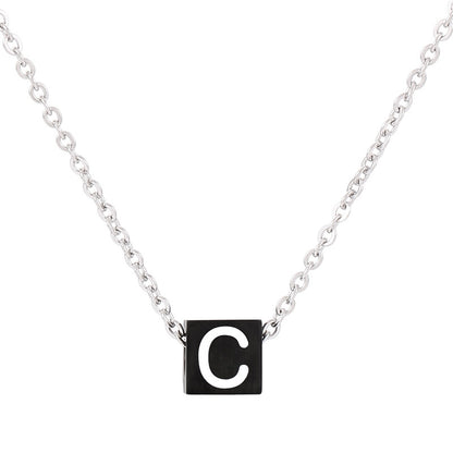 Wholesale Simple Style Classic Style Letter Titanium Steel Enamel Pendant Necklace