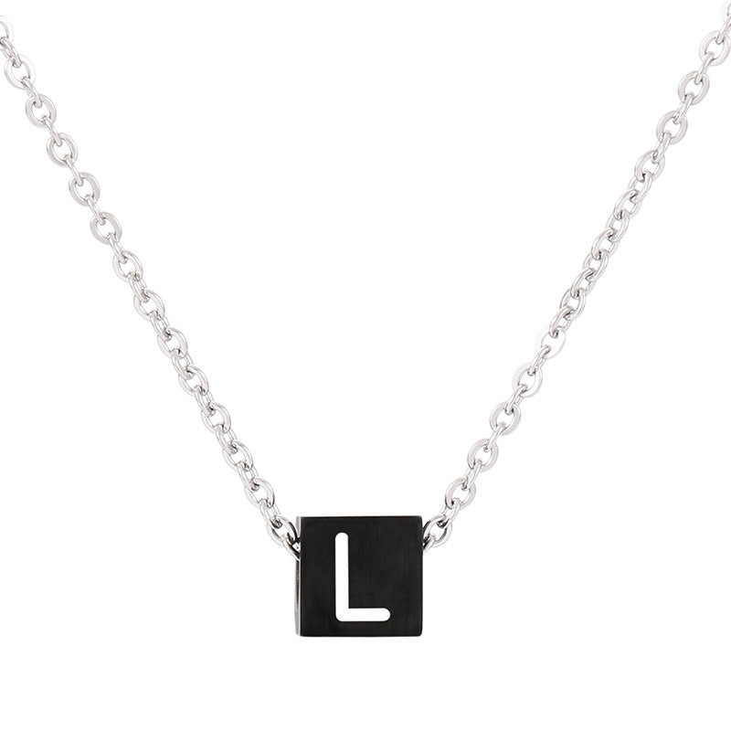 Wholesale Simple Style Classic Style Letter Titanium Steel Enamel Pendant Necklace