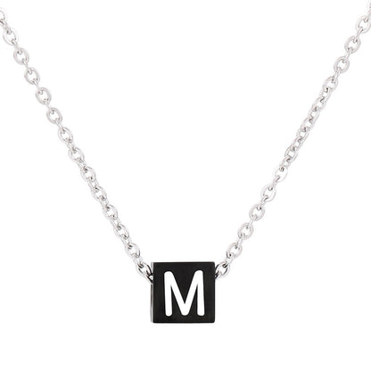 Wholesale Simple Style Classic Style Letter Titanium Steel Enamel Pendant Necklace