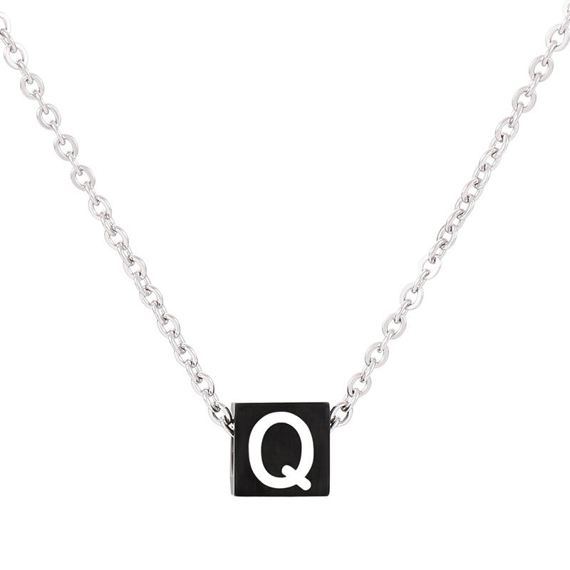 Wholesale Simple Style Classic Style Letter Titanium Steel Enamel Pendant Necklace