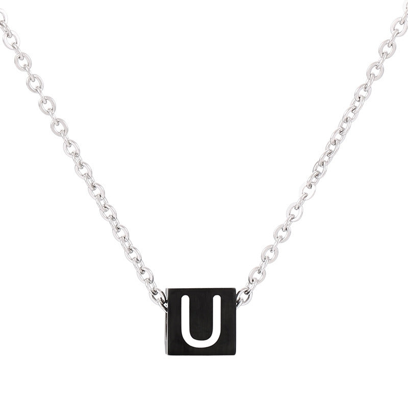 Wholesale Simple Style Classic Style Letter Titanium Steel Enamel Pendant Necklace