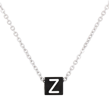 Wholesale Simple Style Classic Style Letter Titanium Steel Enamel Pendant Necklace