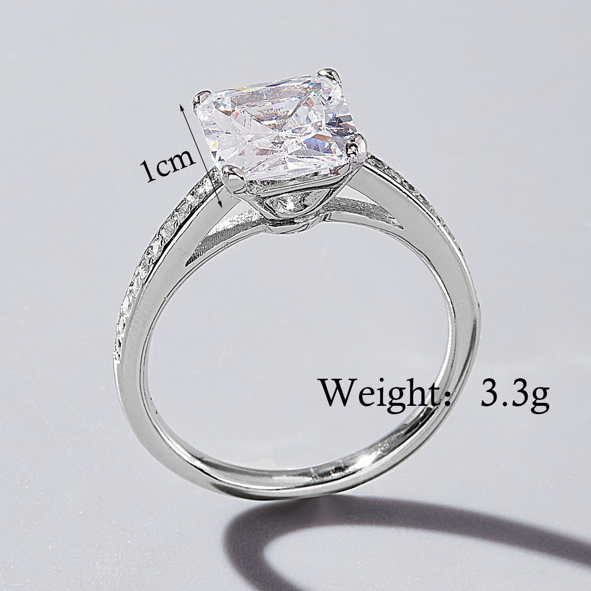 Elegant Glam Square Heart Shape Sterling Silver Plating Inlay Zircon White Gold Plated Rhodium Plated Rings