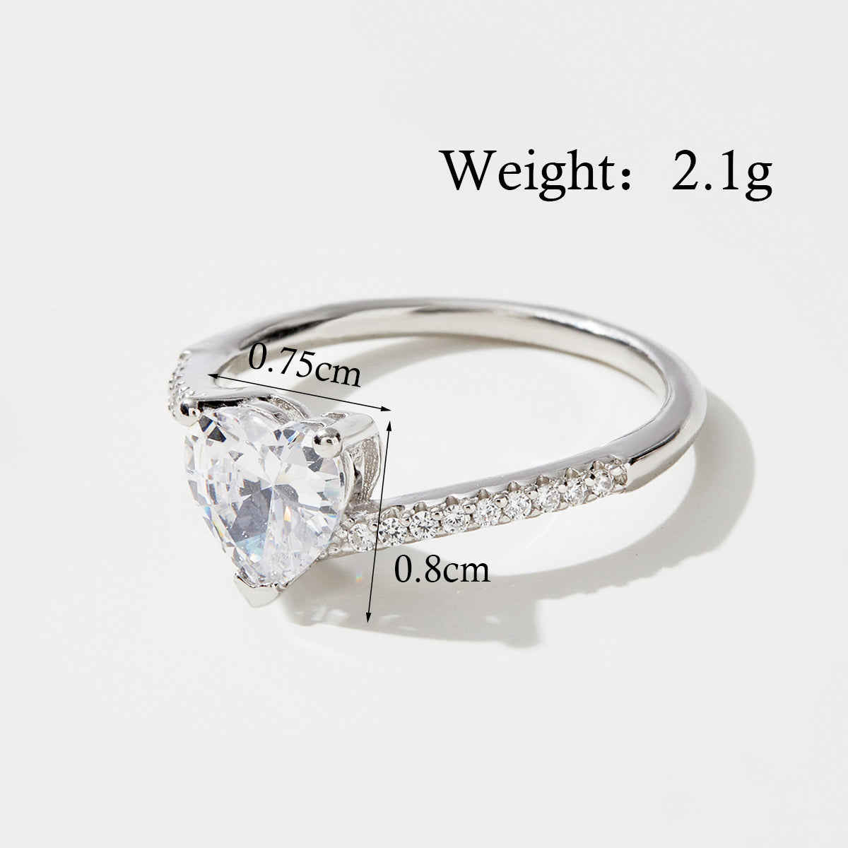 Elegant Glam Square Heart Shape Sterling Silver Plating Inlay Zircon White Gold Plated Rhodium Plated Rings