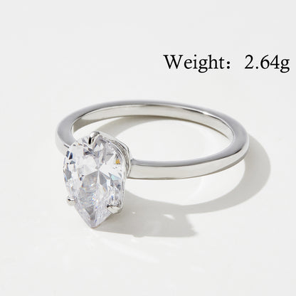 Elegant Glam Square Heart Shape Sterling Silver Plating Inlay Zircon White Gold Plated Rhodium Plated Rings