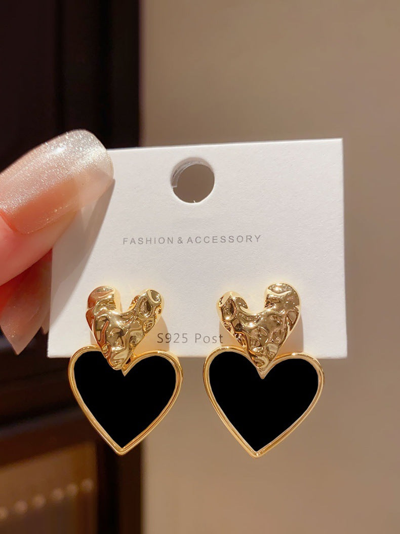 1 Pair Retro Heart Shape Plating Copper Drop Earrings