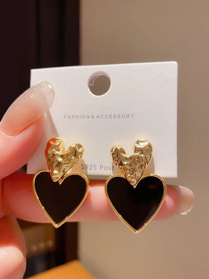 1 Pair Retro Heart Shape Plating Copper Drop Earrings