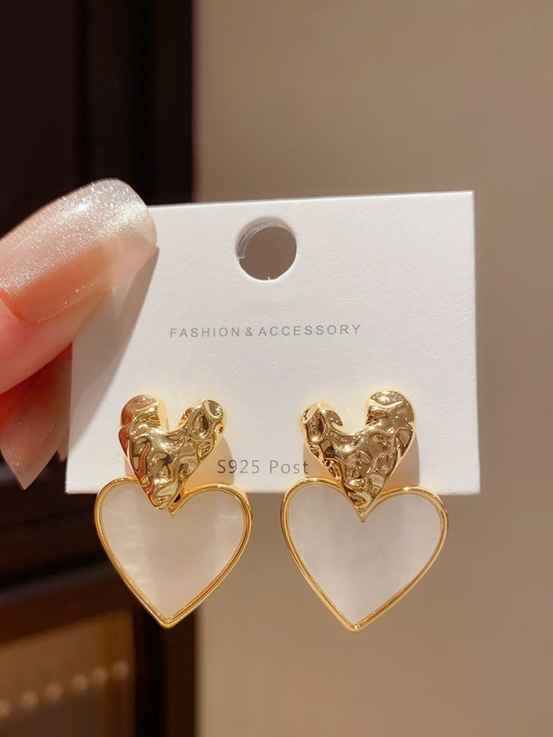 1 Pair Retro Heart Shape Plating Copper Drop Earrings