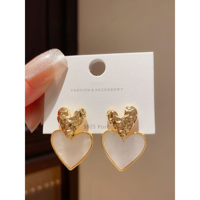 1 Pair Retro Heart Shape Plating Copper Drop Earrings