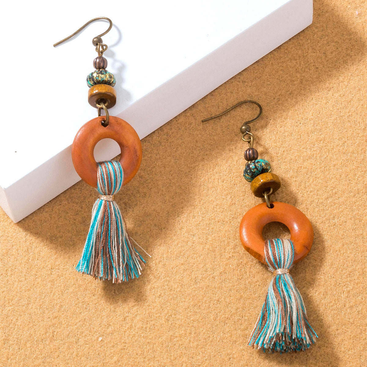1 Pair Vintage Style Hawaiian Color Block Resin Zinc Alloy Ear Hook