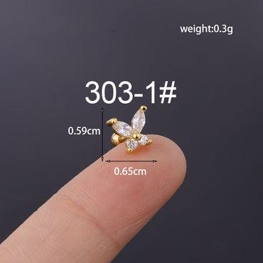 Pastoral Insect Plating Metal Artificial Gemstones Earrings Ear Studs