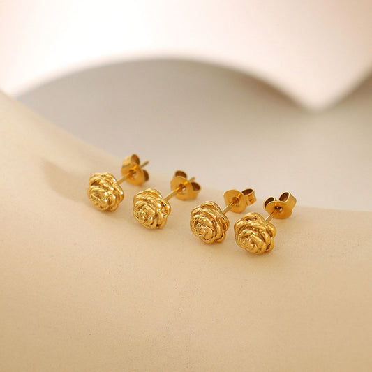 1 Pair Simple Style Commute Flower Plating Titanium Steel Gold Plated Ear Studs