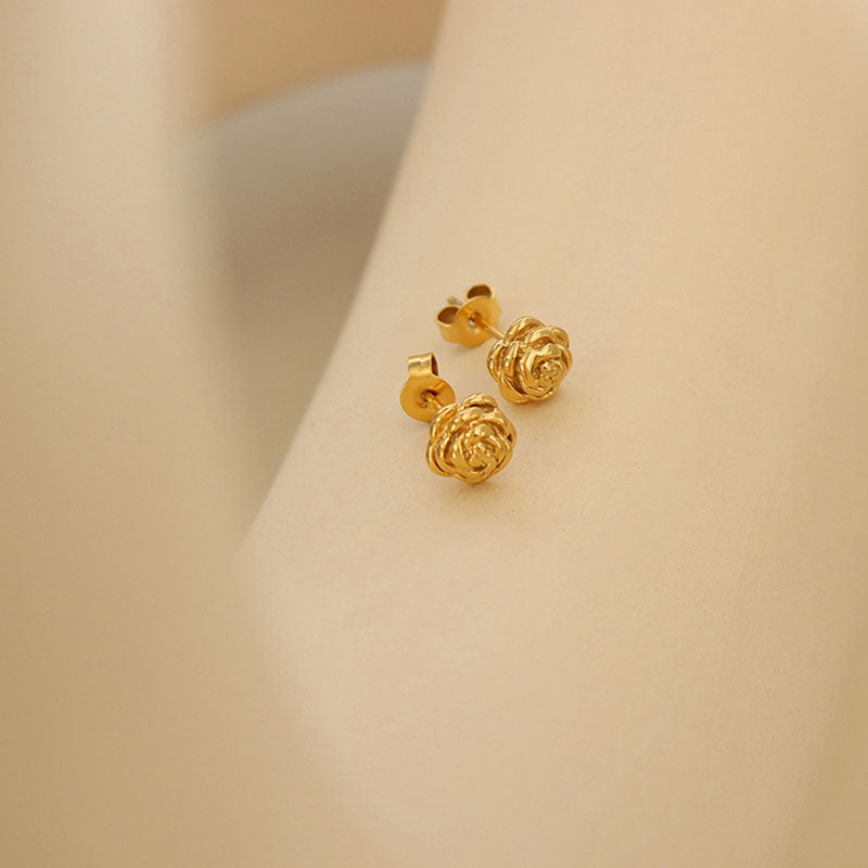 1 Pair Simple Style Commute Flower Plating Titanium Steel Gold Plated Ear Studs