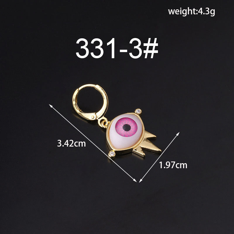 Bohemian Style Colorful Eye Shape Single Earrings