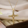 Simple Style Commute Cross Copper Plating Inlay Zircon 18k Gold Plated Pendant Necklace