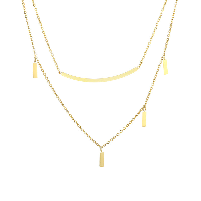 Wholesale Simple Style Shiny Solid Color Stainless Steel Polishing Plating 18k Gold Plated Layered Necklaces