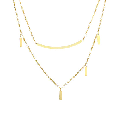 Wholesale Simple Style Shiny Solid Color Stainless Steel Polishing Plating 18k Gold Plated Layered Necklaces