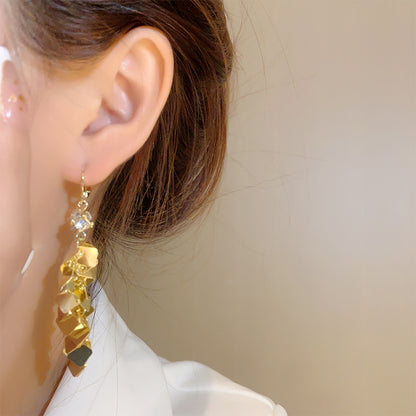 1 Pair Simple Style Commute Solid Color Tassel Alloy Drop Earrings