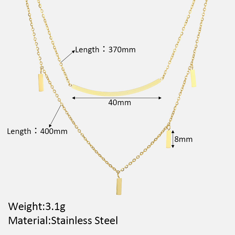 Wholesale Simple Style Shiny Solid Color Stainless Steel Polishing Plating 18k Gold Plated Layered Necklaces