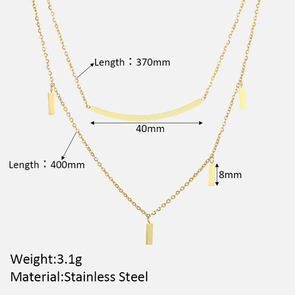 Wholesale Simple Style Shiny Solid Color Stainless Steel Polishing Plating 18k Gold Plated Layered Necklaces