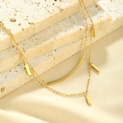 Wholesale Simple Style Shiny Solid Color Stainless Steel Polishing Plating 18k Gold Plated Layered Necklaces