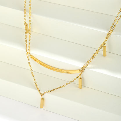 Wholesale Simple Style Shiny Solid Color Stainless Steel Polishing Plating 18k Gold Plated Layered Necklaces