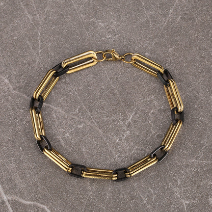 Vintage Style Simple Style Solid Color Stainless Steel Handmade Plating 18k Gold Plated Men's Bracelets