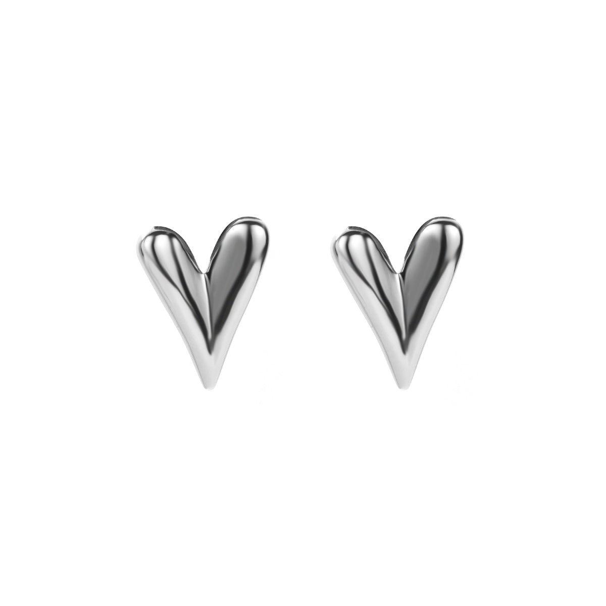 1 Pair Basic Simple Style Heart Shape Plating Stainless Steel Ear Studs