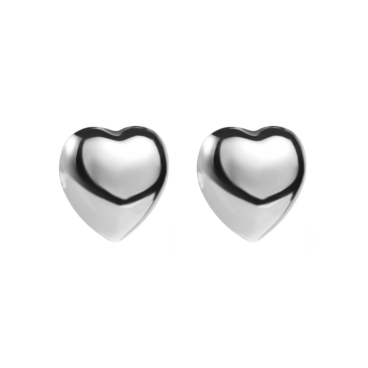 1 Pair Basic Simple Style Heart Shape Plating Stainless Steel Ear Studs