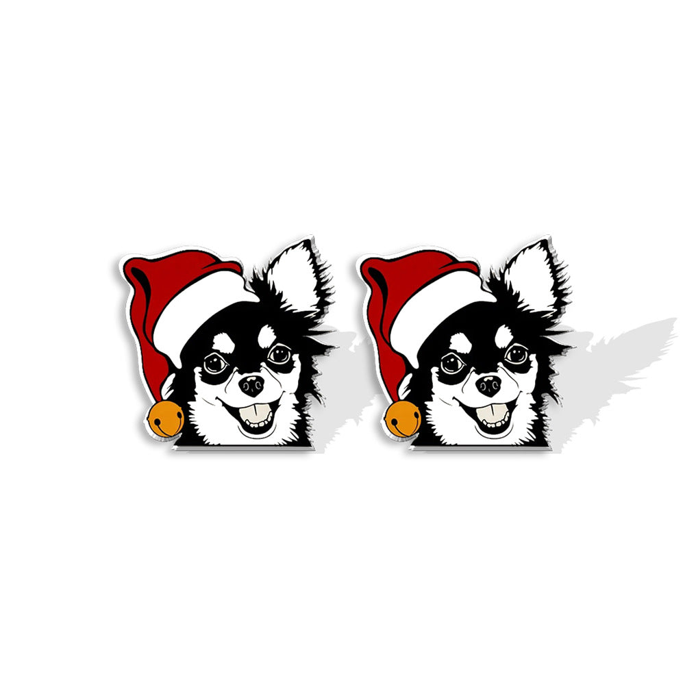 1 Pair Cute Christmas Hat Dog Cat Plastic Ear Studs