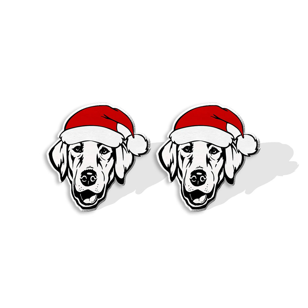 1 Pair Cute Christmas Hat Dog Cat Plastic Ear Studs