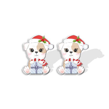 1 Pair Cute Christmas Hat Dog Cat Plastic Ear Studs