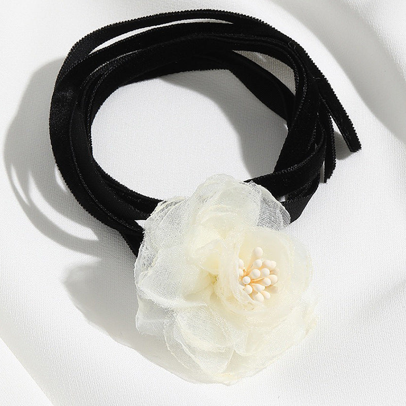 Cute Sweet Flower Cloth Velvet Band Wax Rope Women's Choker