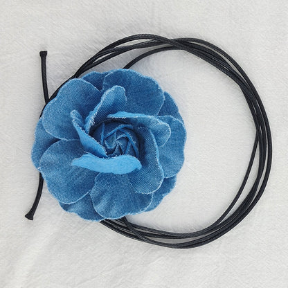 Cute Sweet Flower Cloth Velvet Band Wax Rope Women's Choker