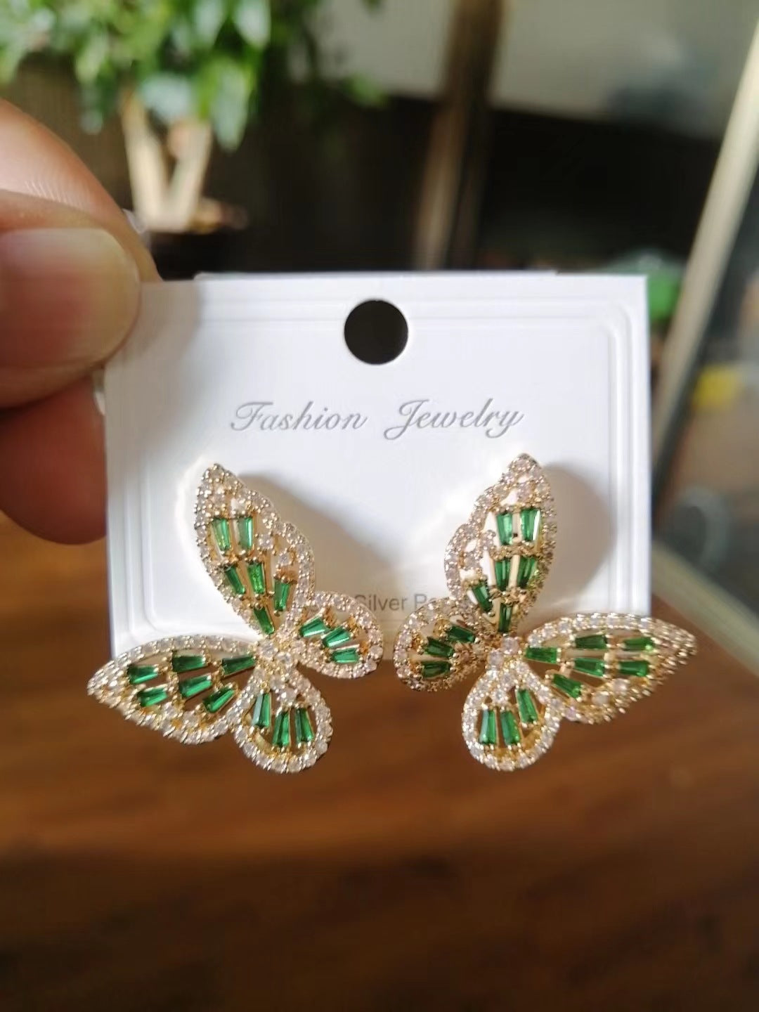 1 Pair Elegant Butterfly Inlay Copper Zircon Ear Studs