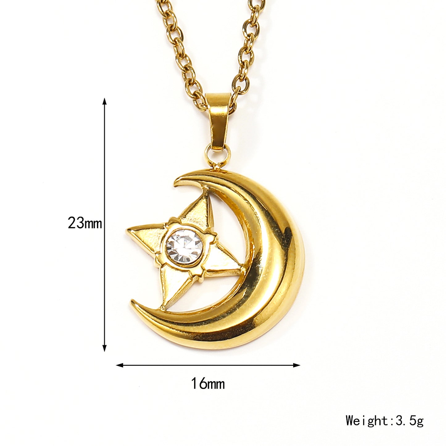 Wholesale Vintage Style Devil's Eye Star Moon Titanium Steel Plating Inlay Zircon Pendant Necklace