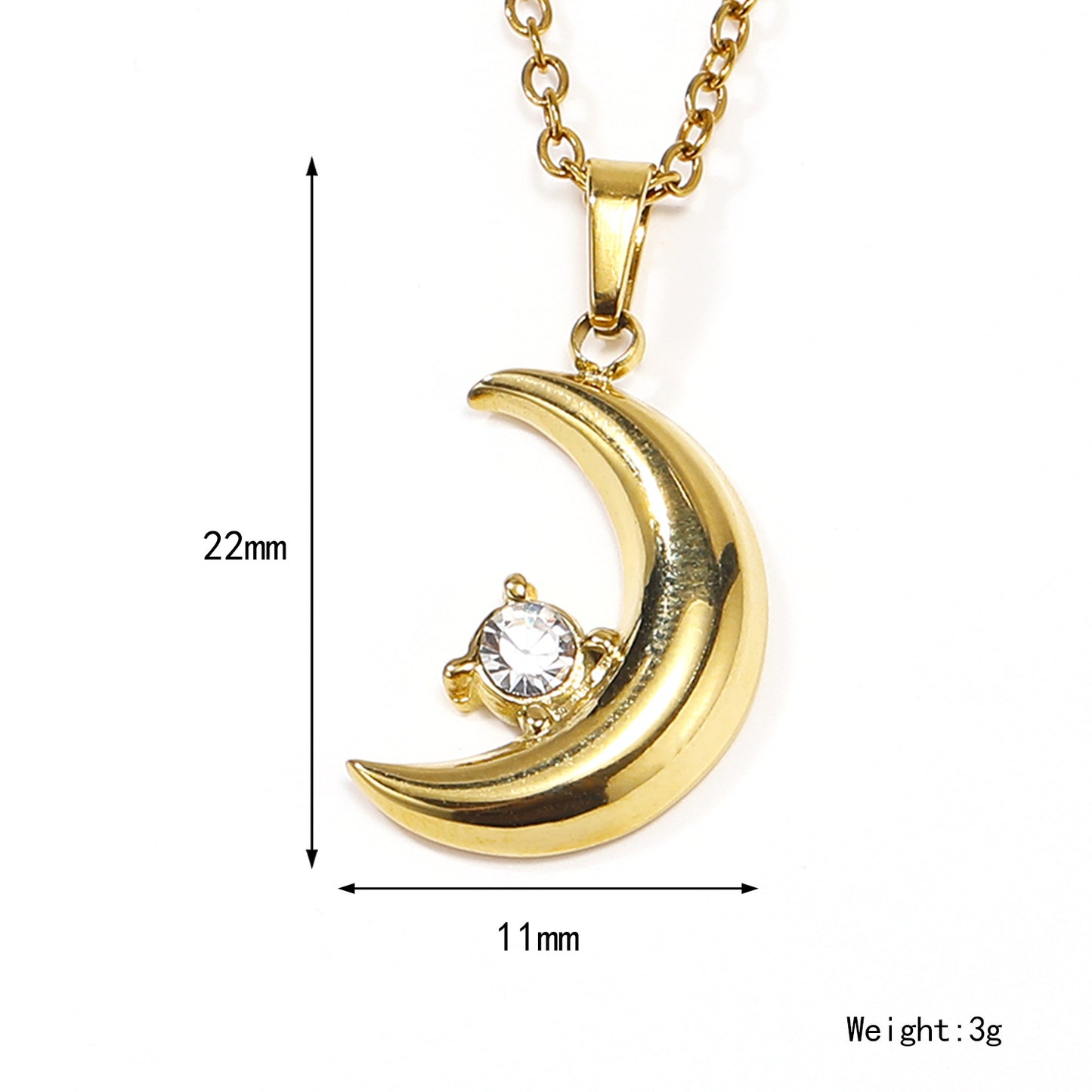 Wholesale Vintage Style Devil's Eye Star Moon Titanium Steel Plating Inlay Zircon Pendant Necklace