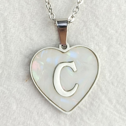 Wholesale Cute Sweet Letter Titanium Steel Plating Inlay Shell Pendant Necklace