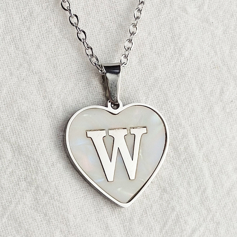 Wholesale Cute Sweet Letter Titanium Steel Plating Inlay Shell Pendant Necklace