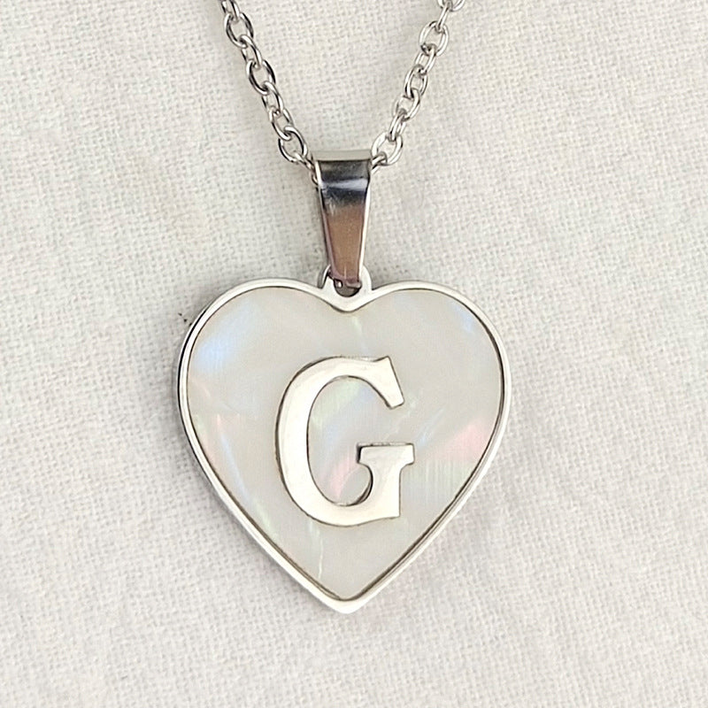 Wholesale Cute Sweet Letter Titanium Steel Plating Inlay Shell Pendant Necklace