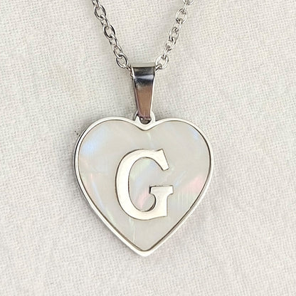 Wholesale Cute Sweet Letter Titanium Steel Plating Inlay Shell Pendant Necklace