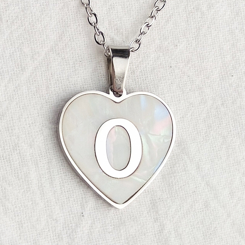 Wholesale Cute Sweet Letter Titanium Steel Plating Inlay Shell Pendant Necklace