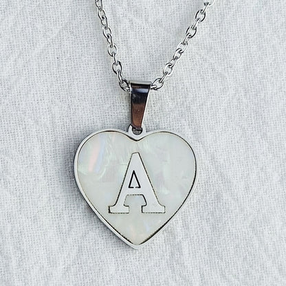 Wholesale Cute Sweet Letter Titanium Steel Plating Inlay Shell Pendant Necklace